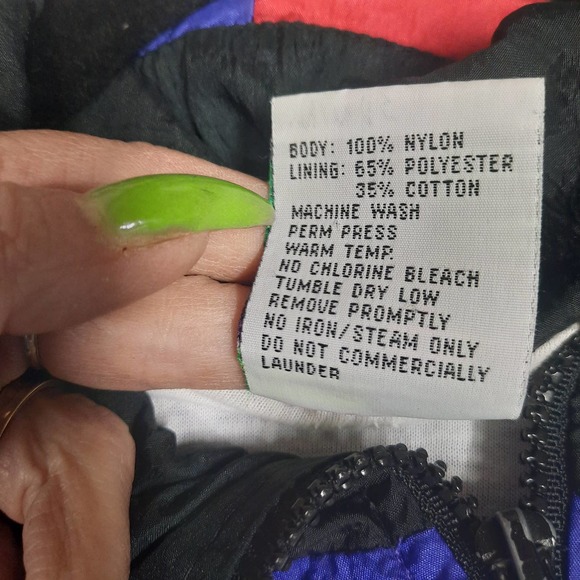 VTG 80's Turnpoint Sports Colorblock Red Purple Black Gray wind suit jacket Lg - Picture 5 of 7